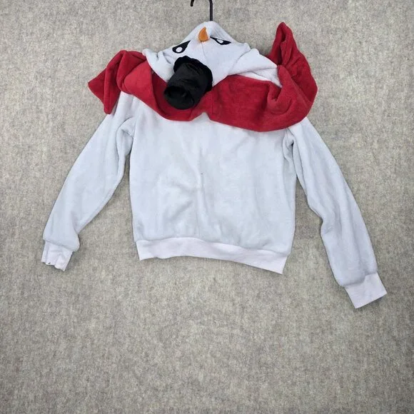 Derek Womens Snowman Fleece Hoodie Grey & Red Size M Full Zip Fun Unique - Picture 3 of 7